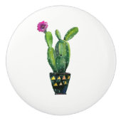 Cactus Lila Blume Boho Rustic Südwest Keramikknauf (Vorderseite)