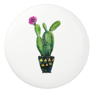 Cactus Lila Blume Boho Rustic Südwest Keramikknauf