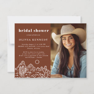 Cactus Line Art Desert Foto Brautparty Einladung Postkarte