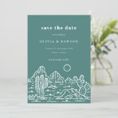 Cactus Line Art Desert Foto Save the Date Einladung (Stehend Vorderseite)