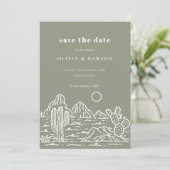 Cactus Line Art Desert Foto Save the Date Einladung (Stehend Vorderseite)