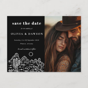Cactus Line Art Desert Foto Save the Date Postkarte
