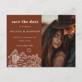 Cactus Line Art Desert Foto Save the Date Postkarte (Vorderseite)