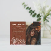 Cactus Line Art Desert Foto Save the Date Postkarte (Stehend Vorderseite)