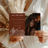 Cactus Line Art Desert Foto Save the Date Postkarte