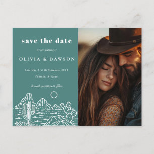 Cactus Line Art Desert Foto Save the Date Postkarte