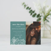 Cactus Line Art Desert Foto Save the Date Postkarte (Stehend Vorderseite)