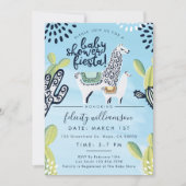 Cactus & Llama Baby Boy Shower Fiesta Einladung (Vorderseite)