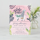 Cactus & Llama Baby Girl Shower Fiesta Einladung (Stehend Vorderseite)