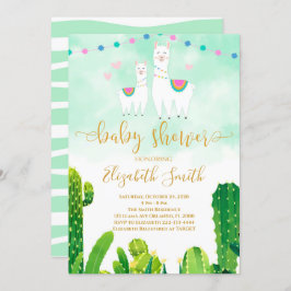 Cactus Llama Baby Shower Einladung