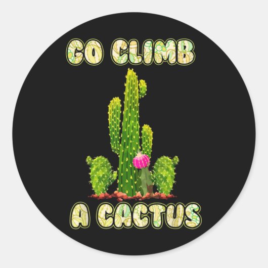 Cactus Lovers Wüste Spaß Klettern Runder Aufkleber (Vorderseite)