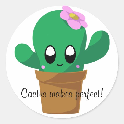 Cactus macht perfekt rund Aufkleber (Vorderseite)