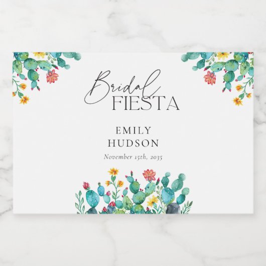 Cactus Mexican Fiesta Brautparty Alkoholflaschenetikett (Einzelnes Label)