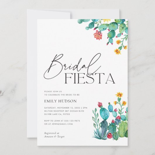 Cactus Mexican Fiesta Bridal Shower Einladung (Vorderseite)