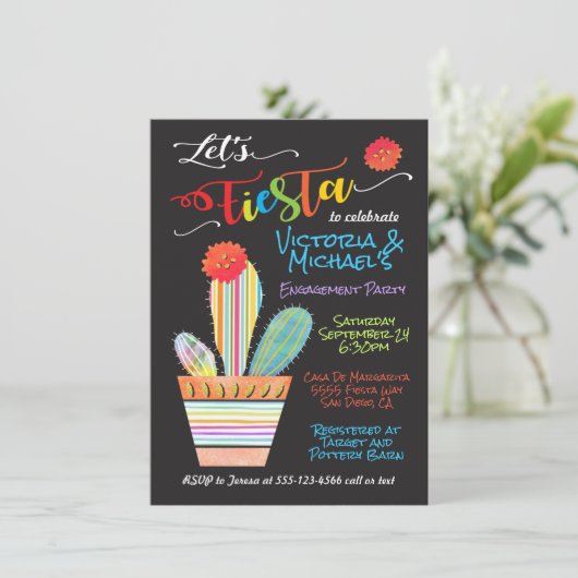 Cactus Mexican Fiesta Einladung (Stehend Vorderseite)