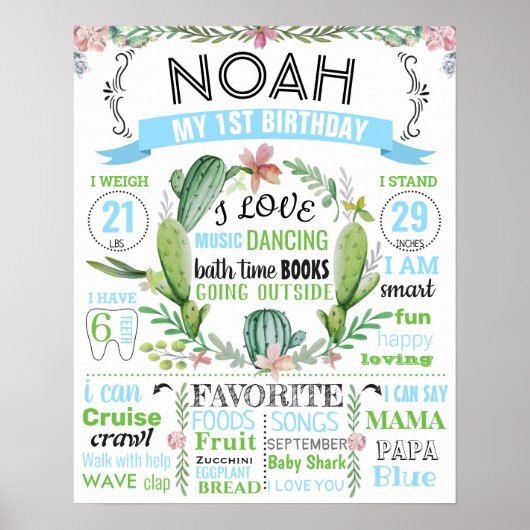 Cactus Mexican Fiesta sukkulente Blume Geburtstag Poster (Vorne)