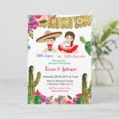 Cactus Mexican Gender Reveal Baby Shower Einladung (Stehend Vorderseite)