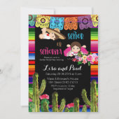 Cactus Mexican Gender Reveal Baby Shower Einladung (Vorderseite)