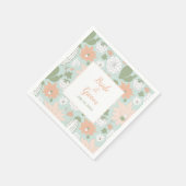 Cactus Mint Peach Floral Pattern Serviette (Ecke)