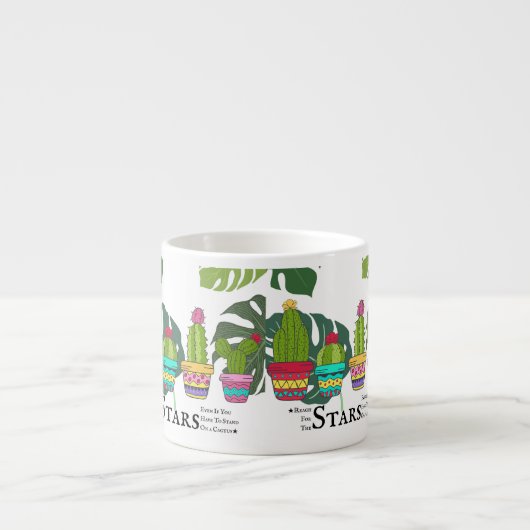 CACTUS MIT QUOTEN UND GROSSEN BLÄTTER ESPRESSOTASSE (Vorderseite)