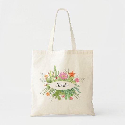 Cactus Monogram Tote Bag Tragetasche (Vorne)