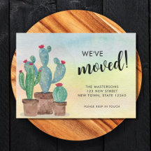 Cactus Moving Announcement Cards