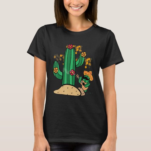 cactus music singing guitar sombrero mexicano dese T-Shirt (Vorderseite)