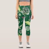 Cactus Muster 3 Capri Leggings (Vorderseite)