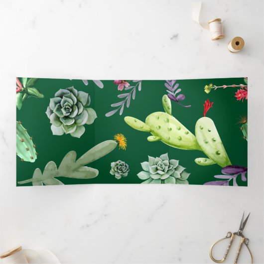 Cactus Muster 3 Dreifach Gefaltete Urlaubskarte (Innenseite)