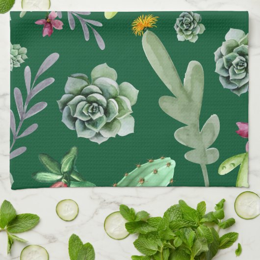 Cactus Muster 3 Geschirrtuch (Gefaltet)