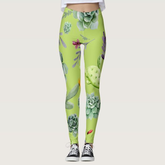 Cactus Muster 6 Leggings (Vorderseite)