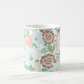Cactus Muster Niedlich Print Coral Mint Gray Green Kaffeetasse (Mittel)