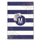 Cactus Navy Stripes Rose Gold Tischnummern (Rückseite)