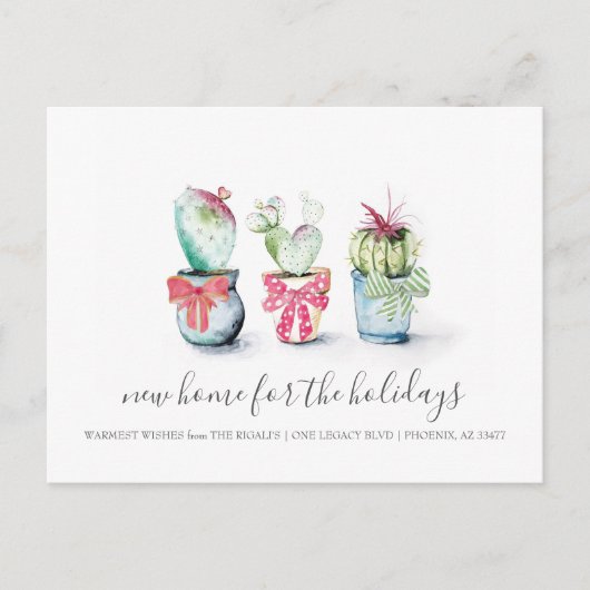 Cactus New Zuhause Holiday Moving Announcemet Postkarte (Vorderseite)