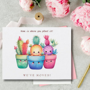 Cactus New Zuhause Moving Announcement Watercolor Postkarte