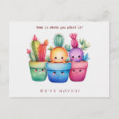 Cactus New Zuhause Moving Announcement Watercolor Postkarte (Vorderseite)