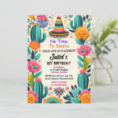 cactus niedlich uno taco erstes fiesta 1. Geburtst Einladung (Stehend Vorderseite)