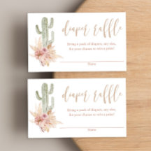 Cactus pampas boho Baby-Dusche-Windel-Gewinnkarten