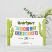 Cactus & Papel Picado Garland Texas Family Wieders Einladung (Stehend Vorderseite)