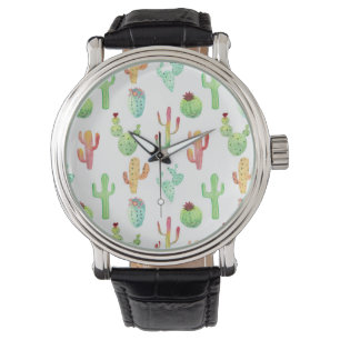 Cactus Pastel Wasserfarbmuster Armbanduhr
