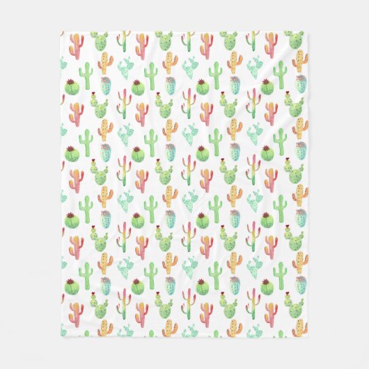 Cactus Pastel Wasserfarbmuster Fleecedecke (Vorderseite)