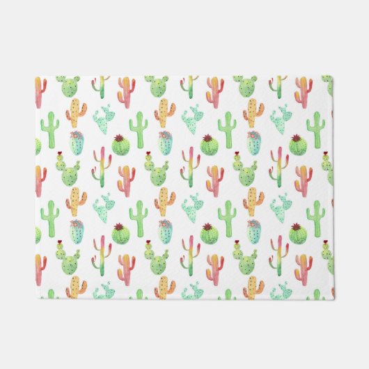 Cactus Pastel Wasserfarbmuster Fußmatte (Vorderseite)