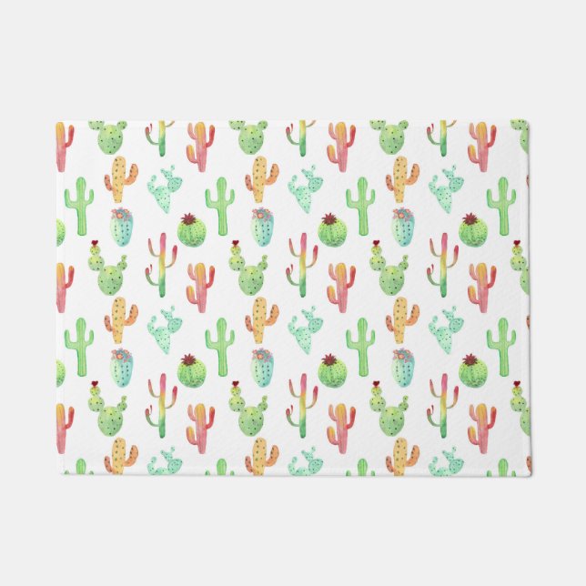 Cactus Pastel Wasserfarbmuster Fußmatte (Vorderseite)