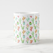 Cactus Pastel Wasserfarbmuster Jumbo-Tasse (Vorderseite)