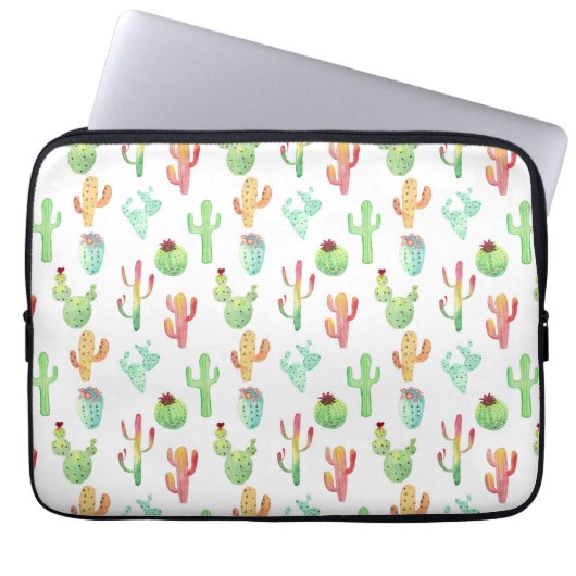 Cactus Pastel Wasserfarbmuster Laptopschutzhülle (Vorderseite)