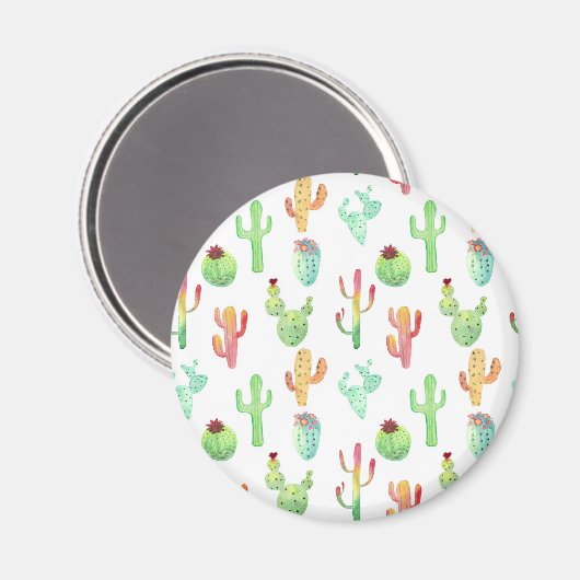 Cactus Pastel Watercolor-Muster Magnet (Vorderseite/Rückseite)