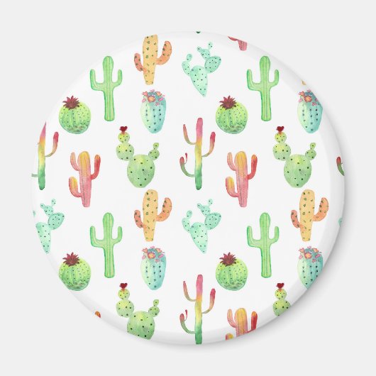 Cactus Pastel Watercolor-Muster Magnet (Vorne)