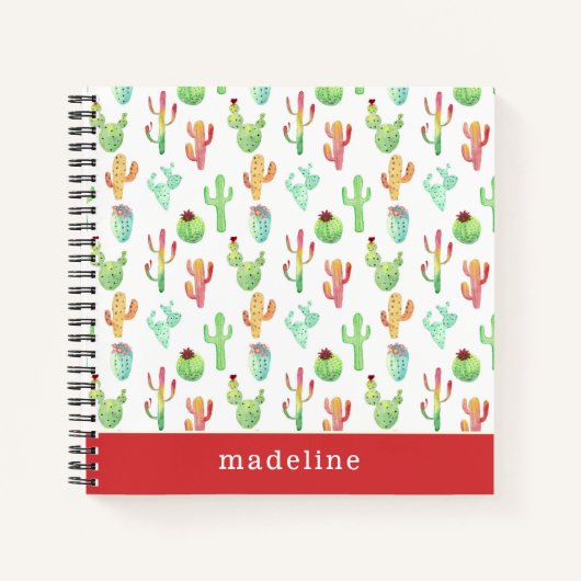Cactus Pastel Watercolor-Muster Notizbuch (Vorderseite)