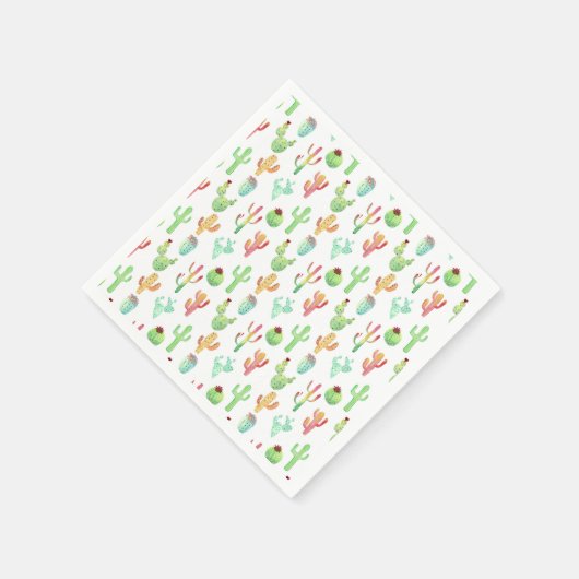 Cactus Pastel Watercolor-Muster Serviette (Ecke)