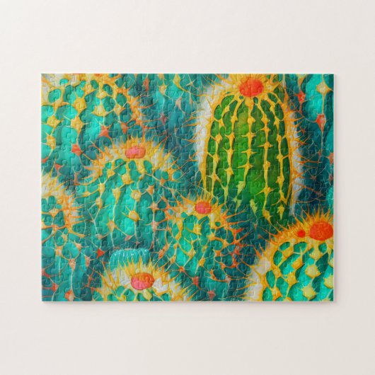 Cactus Pattern 4 Foto Puzzles Internet Jigsaw Puz (Horizontal)